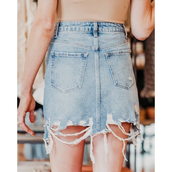 Vervet High Rise Distressed Denim Mini Skirt - Picture 9 of 9
